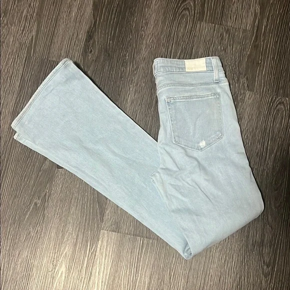 PAIGE Blue Flare Wide Leg Denim - Picture 4 of 8
